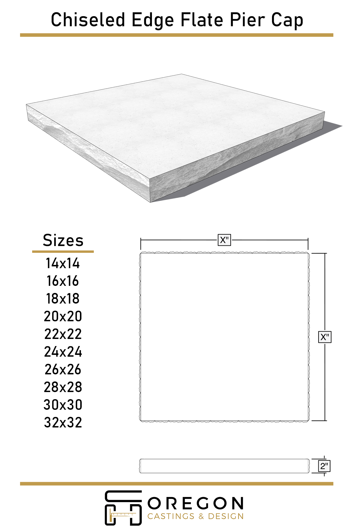 Exterior Chiseled Edge Flat Pier Cap
