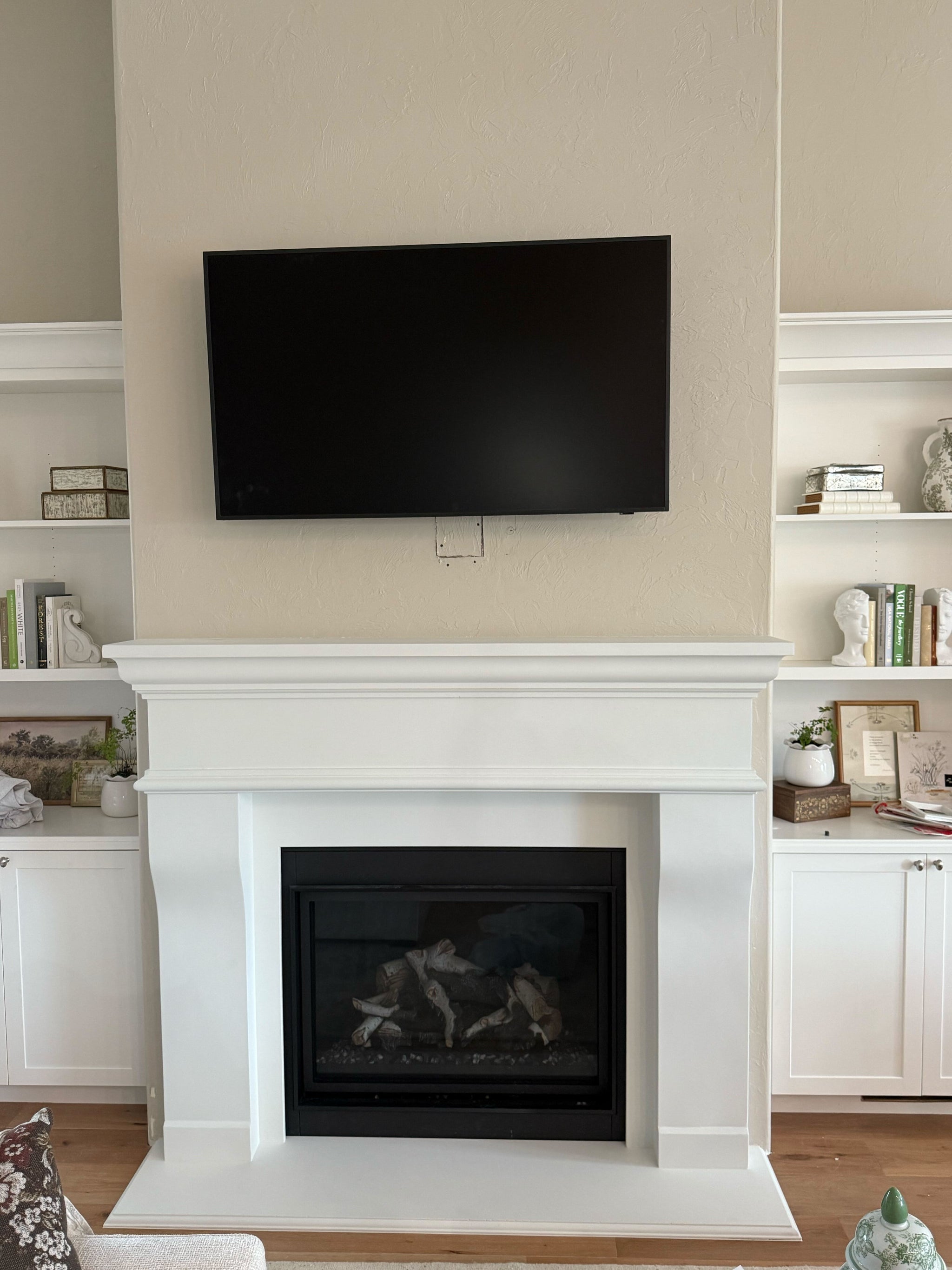 New French Cast Limestone Fireplace