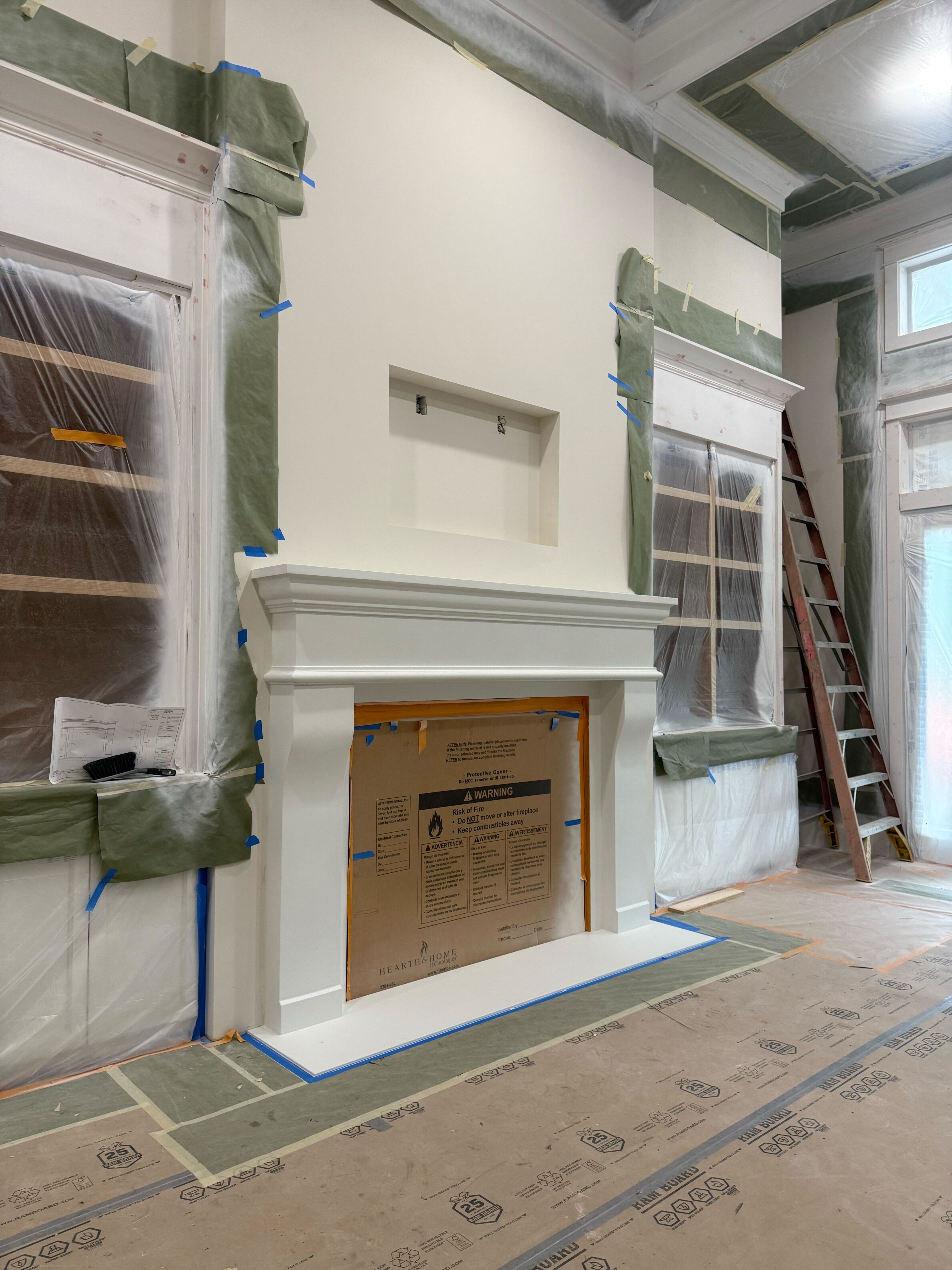 New French Cast Limestone Fireplace