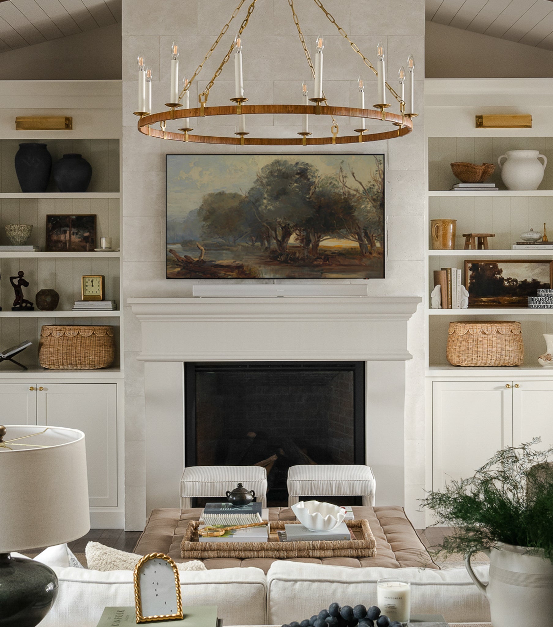 New French Cast Limestone Fireplace