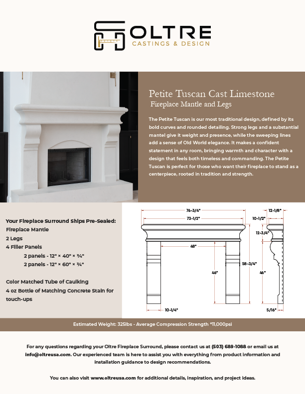 Petite Tuscan Cast Limestone Fireplace