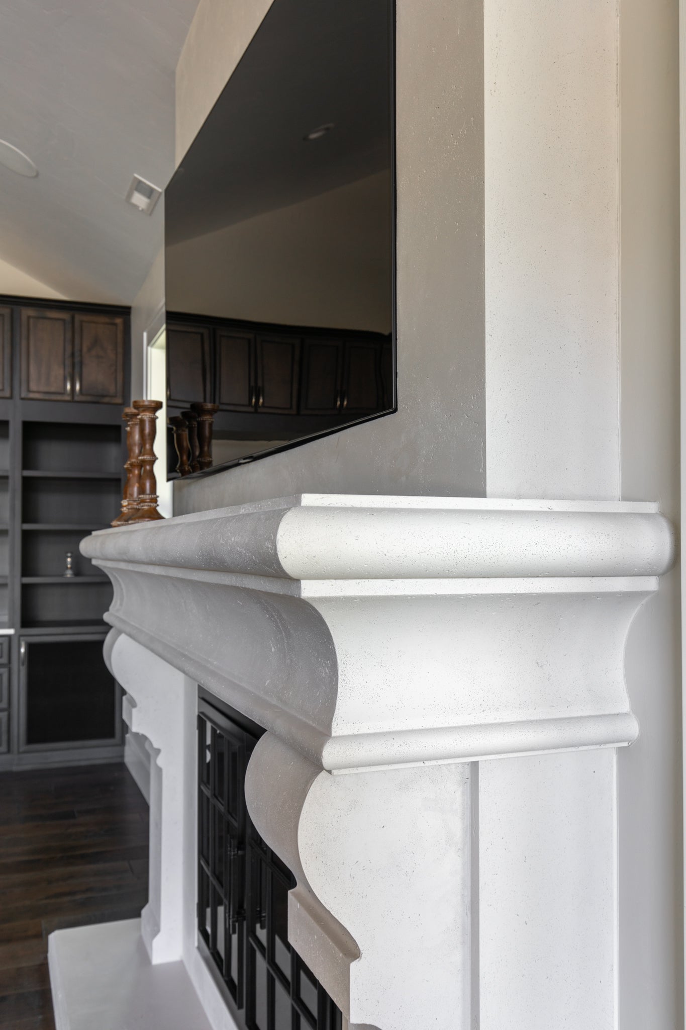 Petite Tuscan Cast Limestone Fireplace