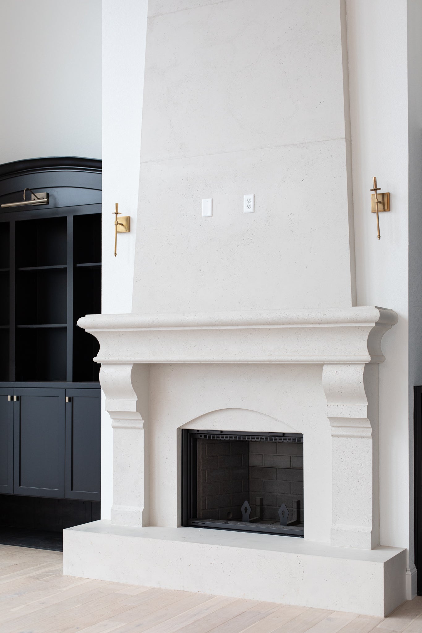 Petite Tuscan Cast Limestone Fireplace