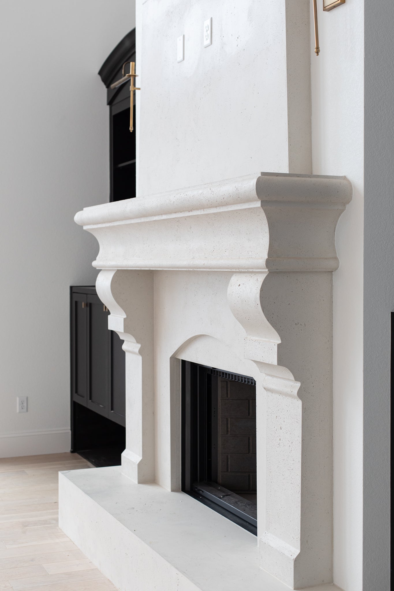 Petite Tuscan Cast Limestone Fireplace